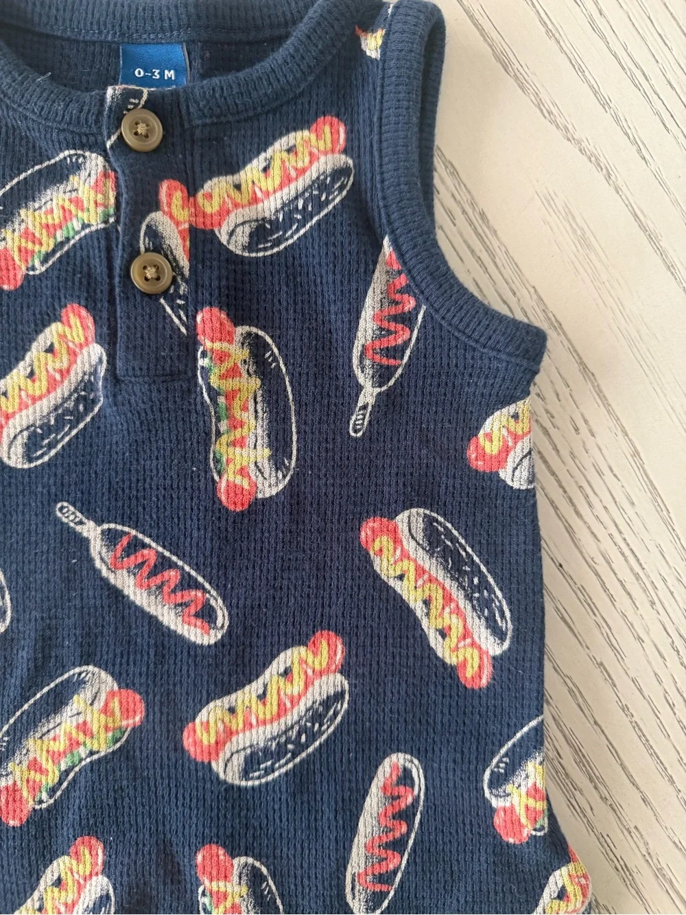 Old Navy Navy Sleeveless Hot Dog Print Romper